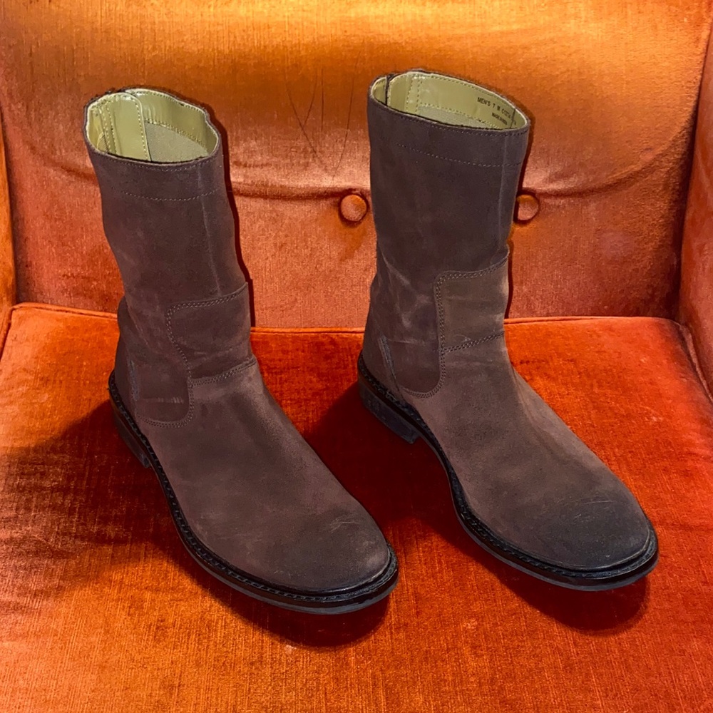 Vintage Cole Haan Dark Brown Suede l zipper Boots/ size 7 mens